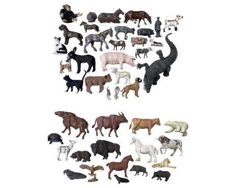 A mixed lot of various model animals, to include: - Die-cast farm stock, some Britains- Plastic Britains - Schleich animals