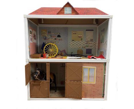 A large vintage Sindy bedroom and  horse stable (extension for original house), with various accessories to include: - Horse 