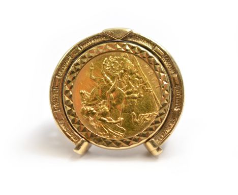 A 1982 half sovereign set 9ct H/M ring, size P, approx 12gms