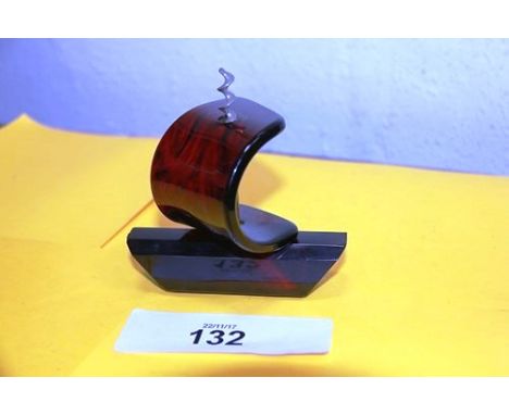 1960's Swedish moulded plastic corkscrew in form of a sail boat with centre worm helix