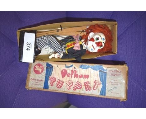 1 x Pelham Puppets skeleton puppet in original Pelham Puppets box together with 1 x Pelham Puppets Bimbo clown puppet in orig
