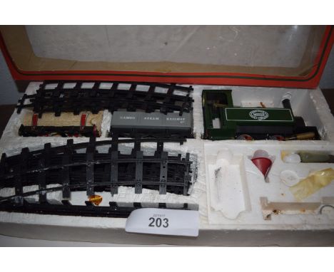 The Mamod Steam Railway Company box set company SL1/2 tanker engine/open wagon (lumber wagon). 20 pieces track - Boxed, cello