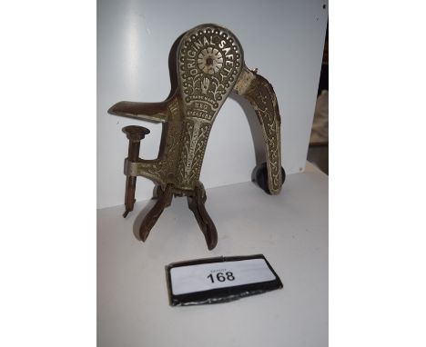 Original safety bar corkscrew, Trade Mark Reg. No. 543083, Made In England, nickel plate, part worn, early 20th Century