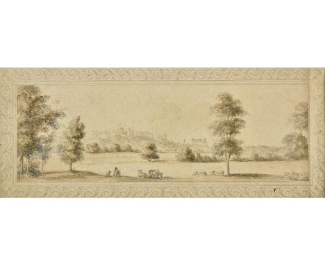 * English School. Landscape with distant view of Windsor Castle, early 19th century, watercolour with pencil on wove paper, w