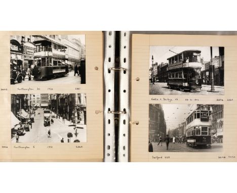 * Trams. A group of approximately 840 photographs of British trams, mostly postcard-size modern prints from older negatives, 