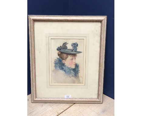 AMY SCOTT, C19th/Early C20th watercolour, a portrait of her sister Eliza Charlotte Scott, 25x17cm