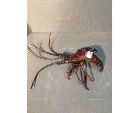 Japanese bronze lobster with hinged moving legs and body, signed under body 37 cm L max