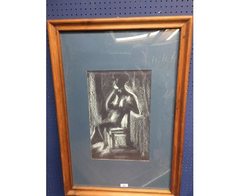 JOHN EASTLEY attributed, studio framed pastel portrait pose of a seated nude female, 40.5x26.5cm 