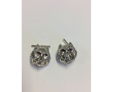 Pair of silver fox head cufflinks