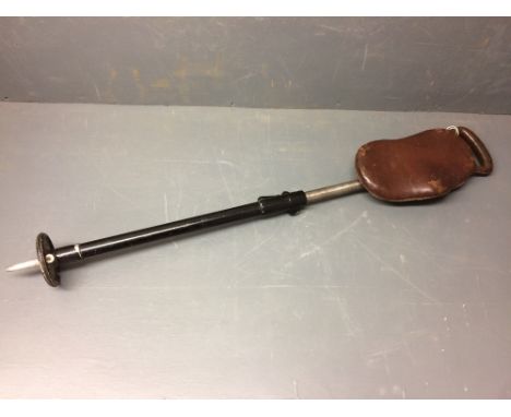 Adjustable shooting stick with leather seat