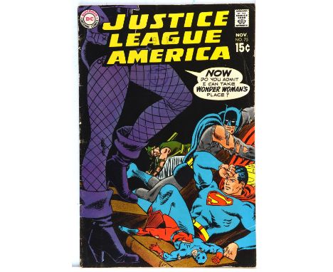 Justice League of America No. 75 featuring the 1stappearance of Silver-Age Black Canary (DC comics, 1969).Featuring the 1stap