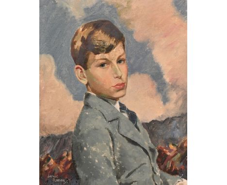 Arthur Ferrier (1890-1973), a portrait study of a young boy in a jacket and tie, oil on canvas, signed, 20" x 16" (51 x 40cm)
