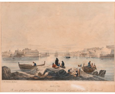 Schranz Brothers, 'Malta, A View of the Great Harbour from Ricasoli', hand coloured lithograph, 9.5" x 12" (24 x 30cm), a/f.