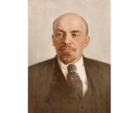 20th Century Soviet Subject, a head and shoulders portrait of Lenin, oil on canvas, 50.5" x 37" (128 x 94cm).