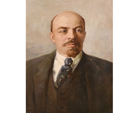 20th Century Soviet Subject, a head and shoulders portrait of Lenin in a button-down collar, oil on canvas, 51" x 37" (129 x 