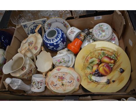A quantity of ceramics to include: Aynsley ''Orchard Gold'' plate, etc.