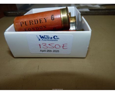 ***COLLECTION ONLY*** Five 12 gauge shotgun cartridges, a pair of Purdey London (6 shot), an Eley Grand Prix 6 shot and a pai