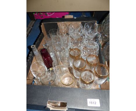 A quantity of glasses to include: champagne flutes, wine glasses, whisky tumblers, etc., some Stuart crystal.