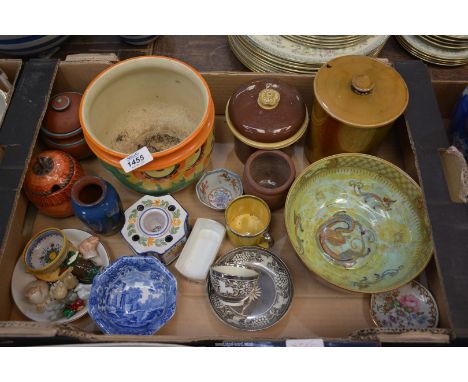 A quantity of china incl. a Wedgwood Dragon Lustre Bowl (staple repair), Shelley jam pot, silver lustre tea bowl and saucer, 