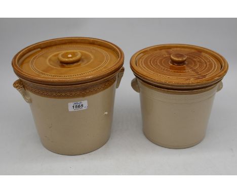 A Buchan Portabello storage jar (6 lbs)and a 8 lbs storage jar, both with lids. 