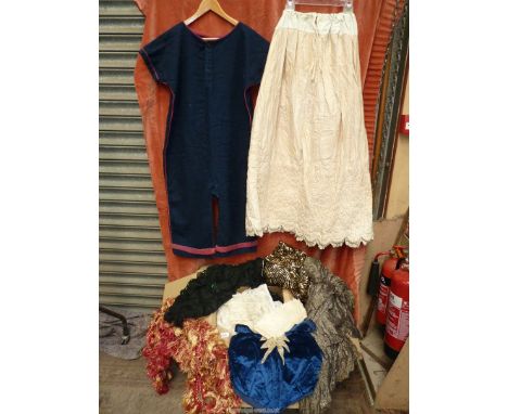 A large quantity of miscellaneous antique hand-made costume garment off-cuts, to include: lace sleeves, collars, net bodice, 