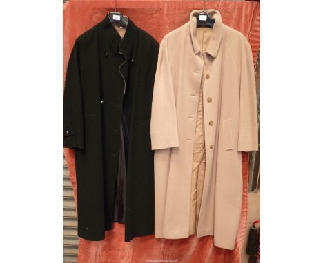 Two lady's winter overcoats, one being "St Michael Marks and Spencer" pure wool camel coat, and the other a wool and cashmere