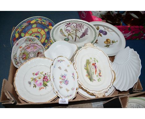 A quantity of plates and Hors D'oeuvre dishes to include: Royal Doulton, Royal Worcester, Portmeirion, etc, (some as found).