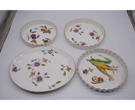 A Royal Worcester "Astley" flan dish and platter, plus two "Evesham" flan dishes.