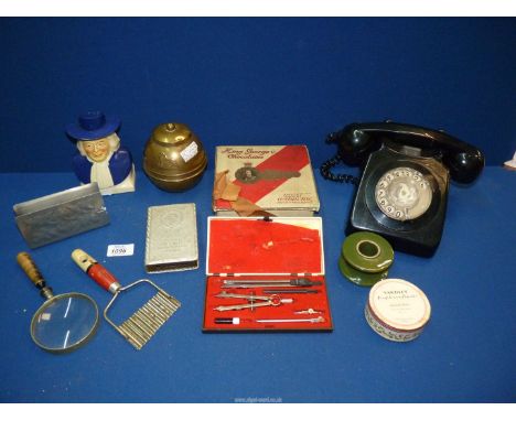 A box of miscellaneous to include: vintage advertising packaging, a Lipton's brass tea caddy commemorating The British Empire
