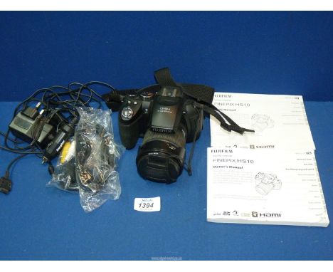 A Fujifilm Finepix HS10 digital camera.