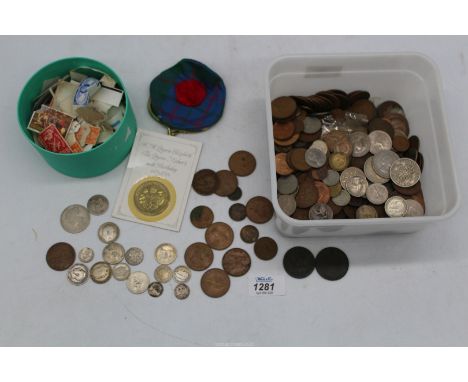 A large quantity of mainly British coins, incl. two Georgian Cartwheel pennies, four silver Shillings 1896-1916, silver sixpe