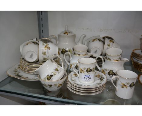 A quantity of Royal Doulton "Larchmont" to include: teaset for eight (only seven saucers) and four matching coffee cans and s
