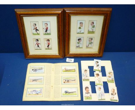 A quantity of A, B & C Rugby cigarette cards in frames and also some loose along with plane cigarette cards.  **