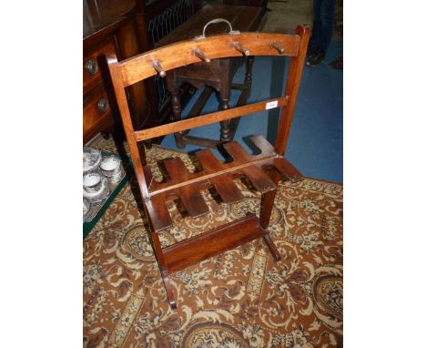 An unusual Satinwood double-side Boot Rack/Umbrella/Whip Stand, 20 1/2" wide x 11 1/2" deep x 39 1/4" high.