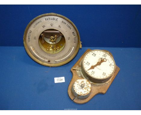 An old "Hanovia Timer" and a barometer/thermometer by Hammersley HNOS, Val paraiso, (both a/f).