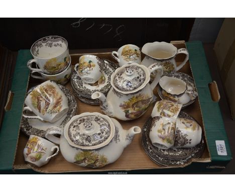A Royal Worcester ''Palissy Games'' Series teaset to include; six tea cups and saucers, three breakfast cups & saucers, six t