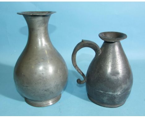 A pewter measure by Fothergill &amp; Sons, Bristol, marks to rim, 17.5cm high, (dents and surface flaking) and a 19th century