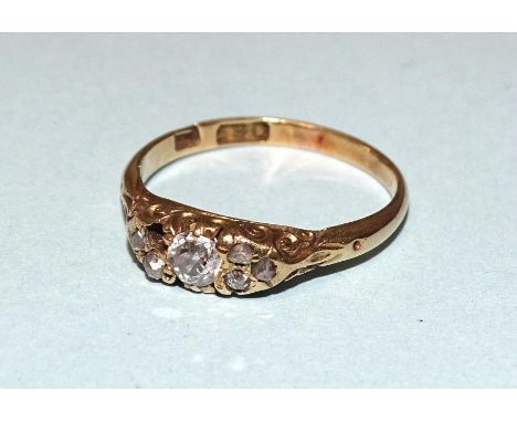 A Victorian 18ct gold diamond cluster ring set old-cut and rose-cut diamonds, (one setting vacant), size K, 2g. 
