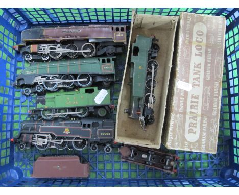 Four Hornby Dublo "OO"Gauge/4mm Unboxed Steam Locomotives, a two rail 4-6-2 City of London BR maroon R/No 46245 (good but ten