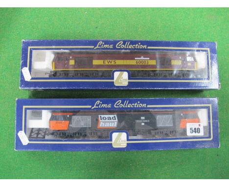 Two Lima "OO"Gauge/4mm Boxed Class 60 Diesel Co-Co Locomotives, a Ref No 204764 "EWS" R/No 60003, and Ref No 204736AB "Load H