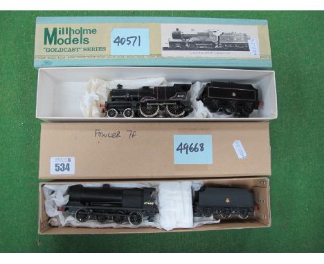 Two Kit Built "OO" Gauge/4mm Boxed Steam Locomotives, with six wheel tenders, BR black, a Millholme Models 4-4-0 L.M.S Fowler