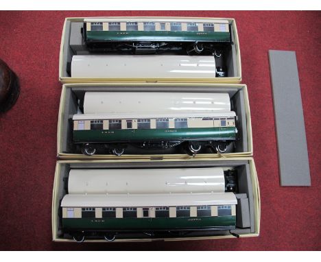 Ace Trains "O"Gauge/7mm Six Coach Vintage Style L.N.E.R Tourist Stock Set, three boxes each of two coaches, very good in very