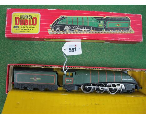 A Hornby Dublo "OO" Gauge 2-Rail #2211 4-6-2 A4 Class Locomotive and Eight Wheel Tender, R/No 60030 'Golden Fleece' BR lined 