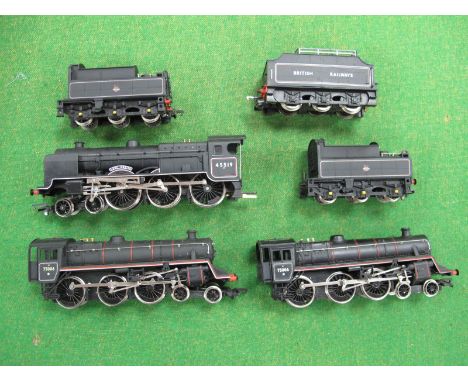 Three "OO"Gauge/4mm Unboxed BR Black 4-6-0 Steam Locomotives with Six Wheel Tenders, Hornby 5XP "Lady Godiva", two Mainline S