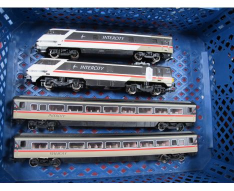 A Hornby "OO"Gauge/4mm Class 43 Intercity Power Locomotive, R/No 91014 and trailer R/No 82205, swallow livery, plus two Inter