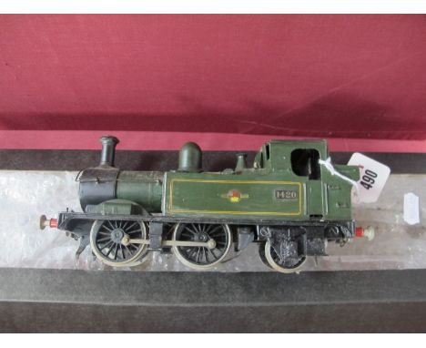 A Kit Built 'O' Gauge/7mm 0-4-2 Two Rail Electric G.W.R Class 14XX Tank Steam Locomotive, BR green R/No. 1420 - built/painted