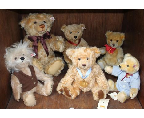 SECTION 35.  Six various Steiff bears including a limited edition 'Millennium' blonde hair bear no. 670374, Club Edition 2004