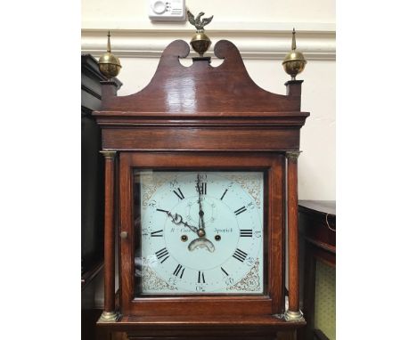 An early 19th century oak cased eight-day longcase clock, squared white painted dial, subsidiary date aperture, maker R Cole 