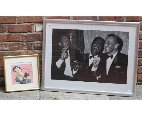Print depicting the album artwork for Judy Garlands 'Judy in Love', together with an iconic monochrome print of The Rat Pack,