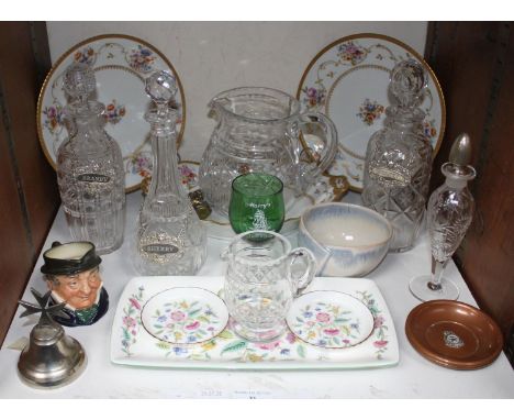 SECTION 31.  Two Limoges cabinet plates, a Limoges shaped dish, three Minton 'Haddon Hall' trinket dishes, three various glas
